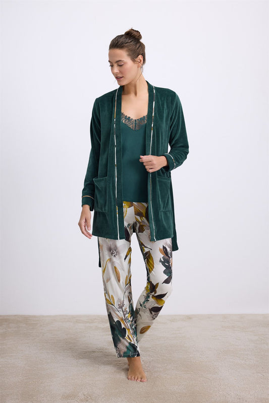 Armeria 11554 Women's Satin Gown, Camisole & Pants Set